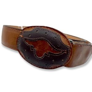 Joe Belts tooled leather steer head buckle #22E